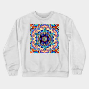 Psychedelic Kaleidoscope Flower Blue Green and Orange Crewneck Sweatshirt